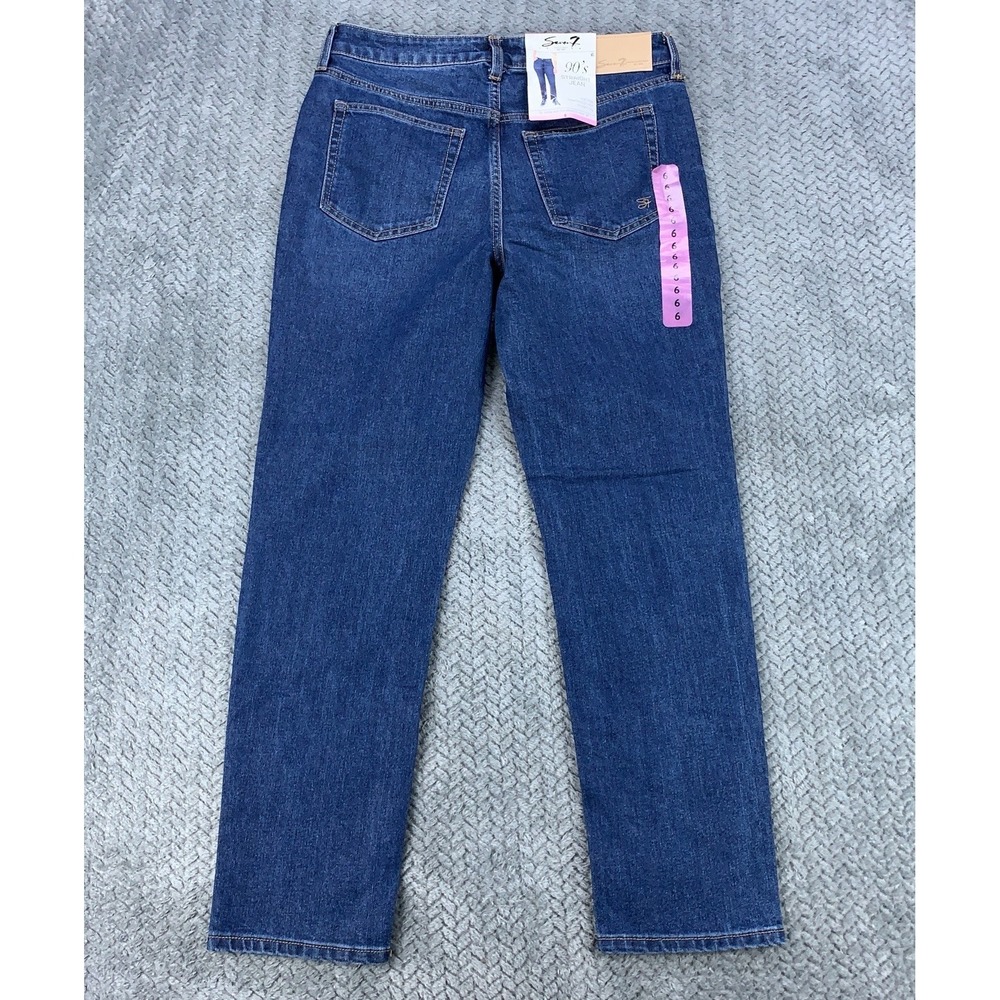 Seven 7 90s Straight Jeans Women‎ Size 6 Blue Denim High Rise Stretch 32x29 NWT